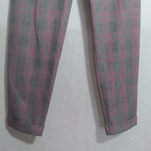 Express Gray Pink Plaid Pleated Ankle Cuff Trousers Preppy Academia Punk Size 4R - Picture 4 of 9